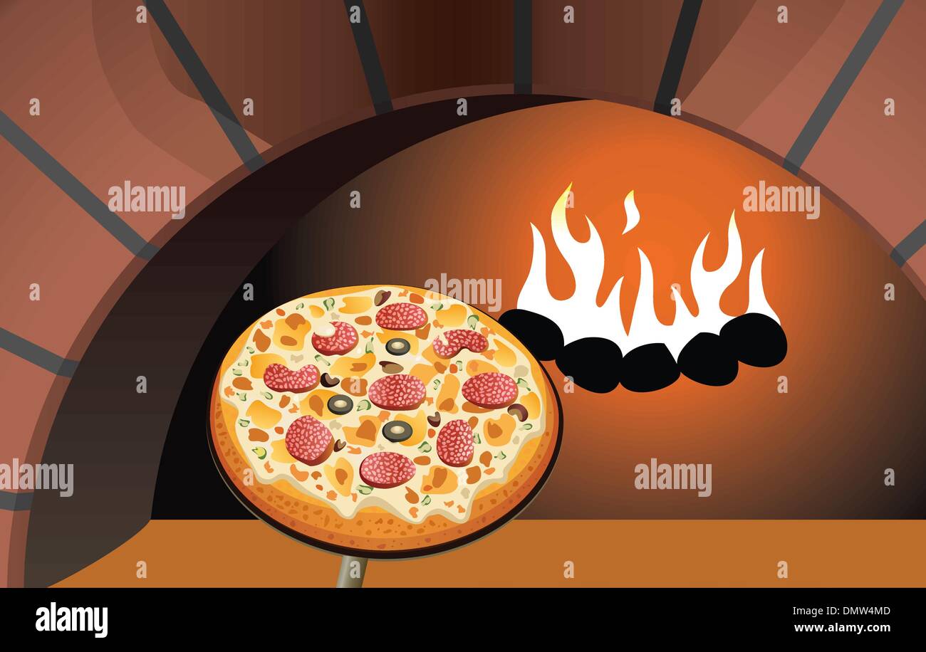 Pizza au four à bois Banque d'images vectorielles - Alamy