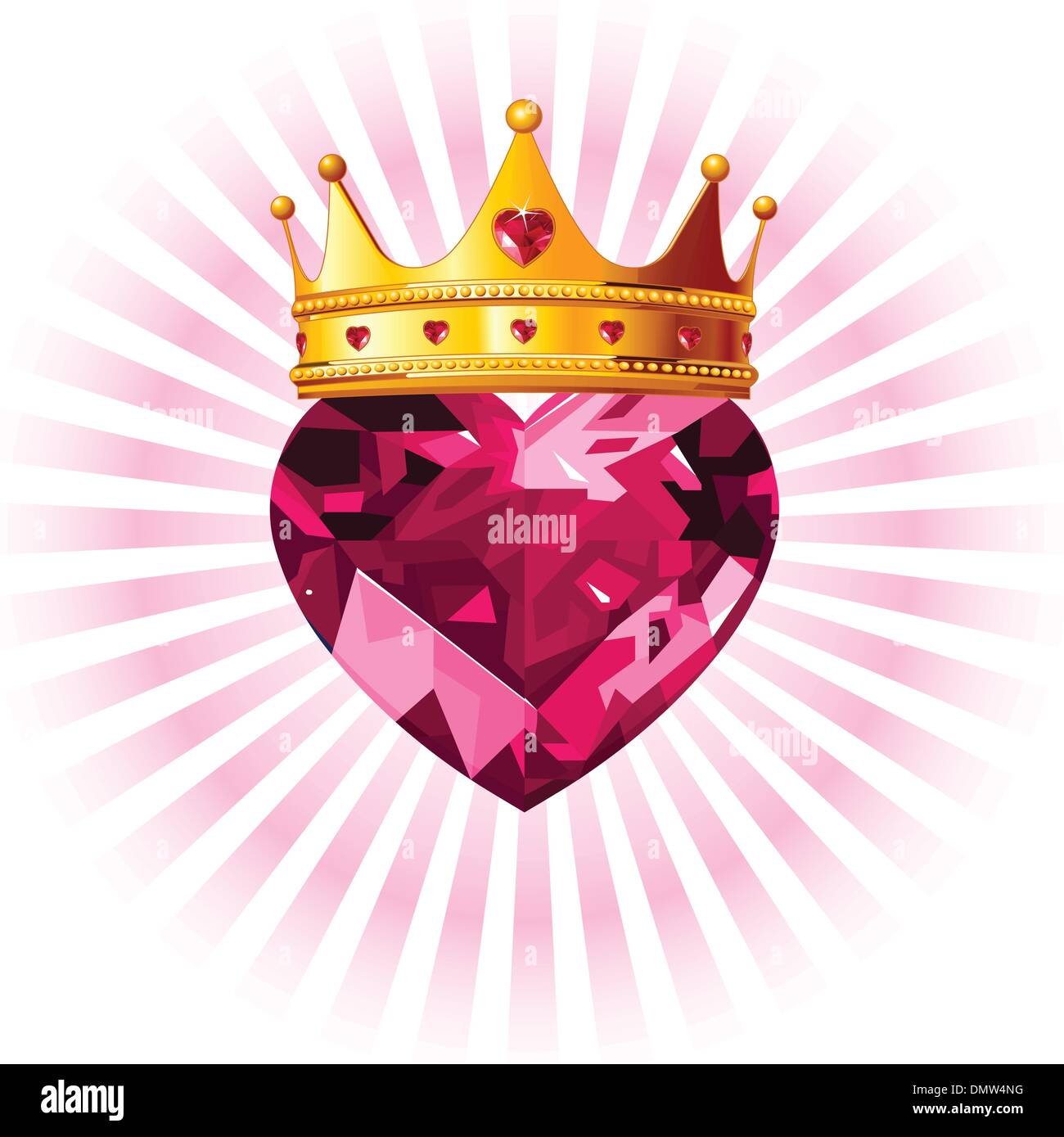 Coeur de Cristal avec couronne Illustration de Vecteur