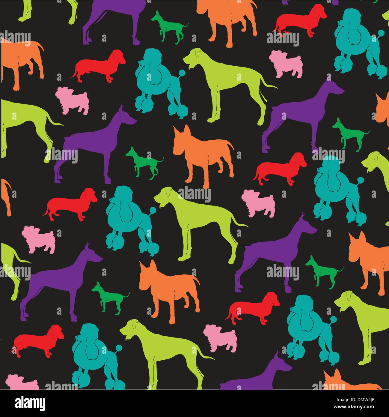 Les chiens de couleur sur fond sombre Illustration de Vecteur