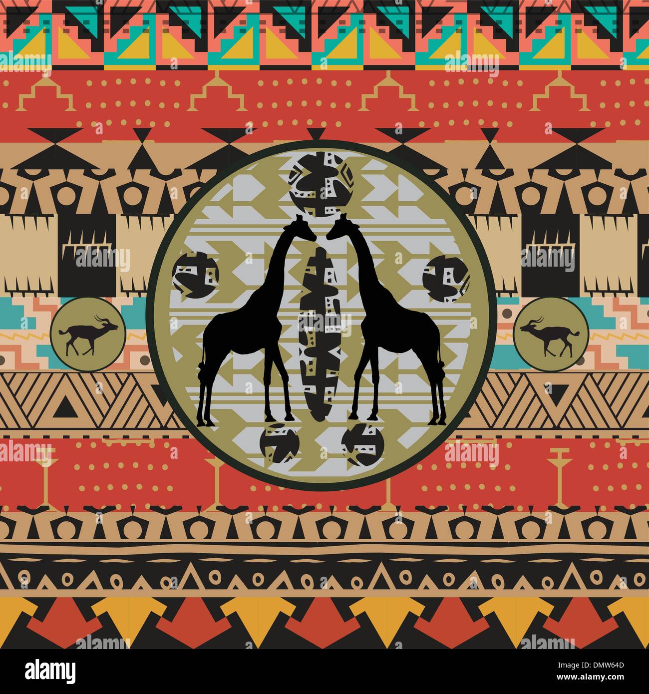 Décoration africaine avec fond grunge frame Illustration de Vecteur