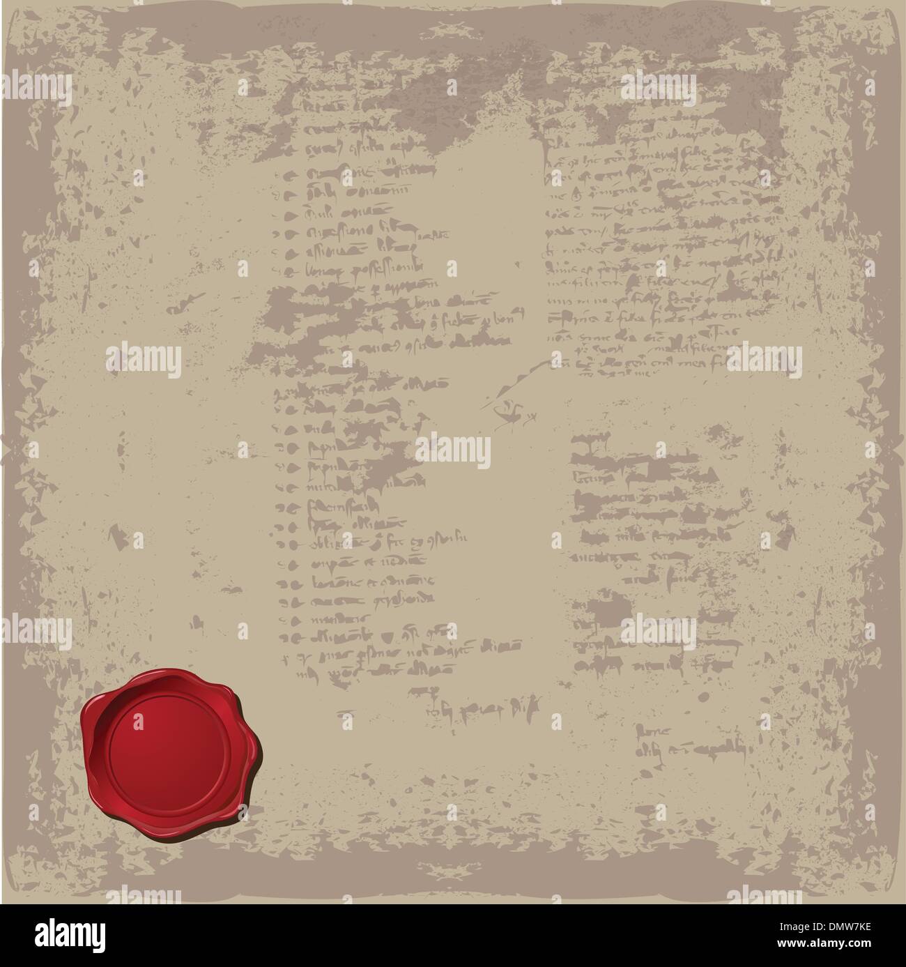 Vieux papier fond avec texte et Red Seal Illustration de Vecteur