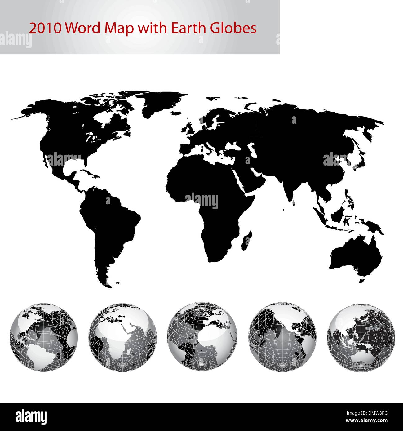 Carte du monde modifiable avec earth globes Illustration de Vecteur