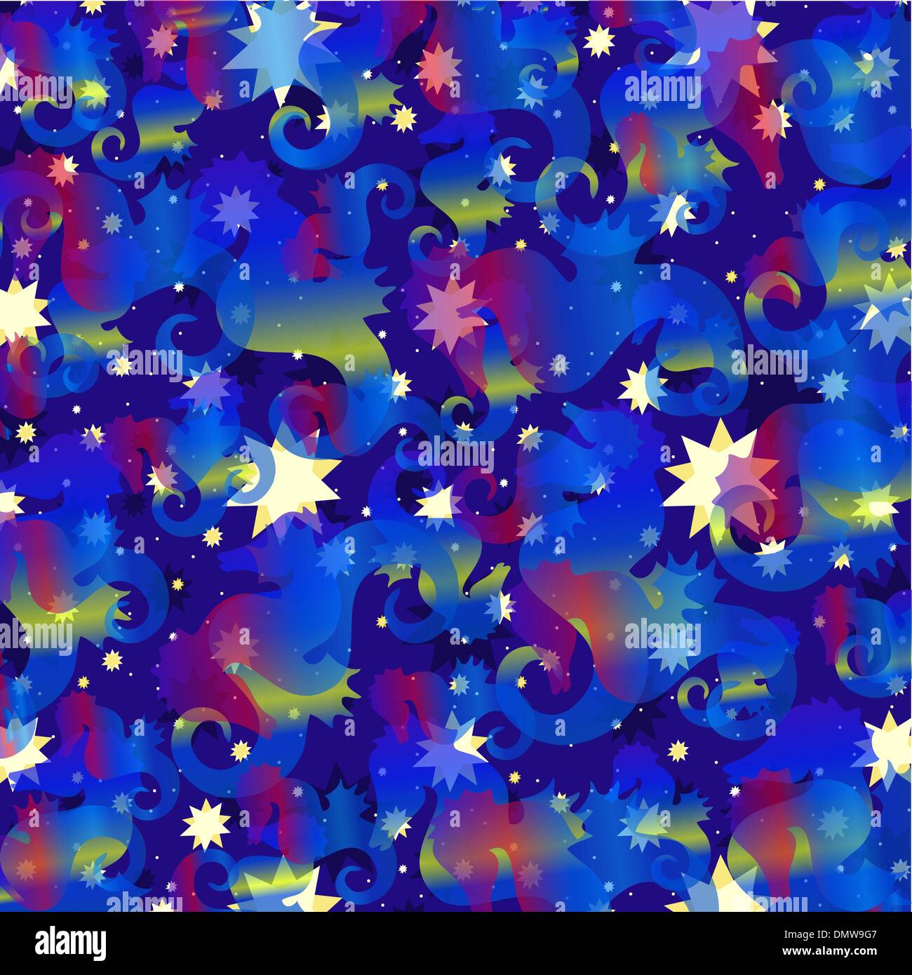 Les chevaux de mer et stars de fond Illustration de Vecteur