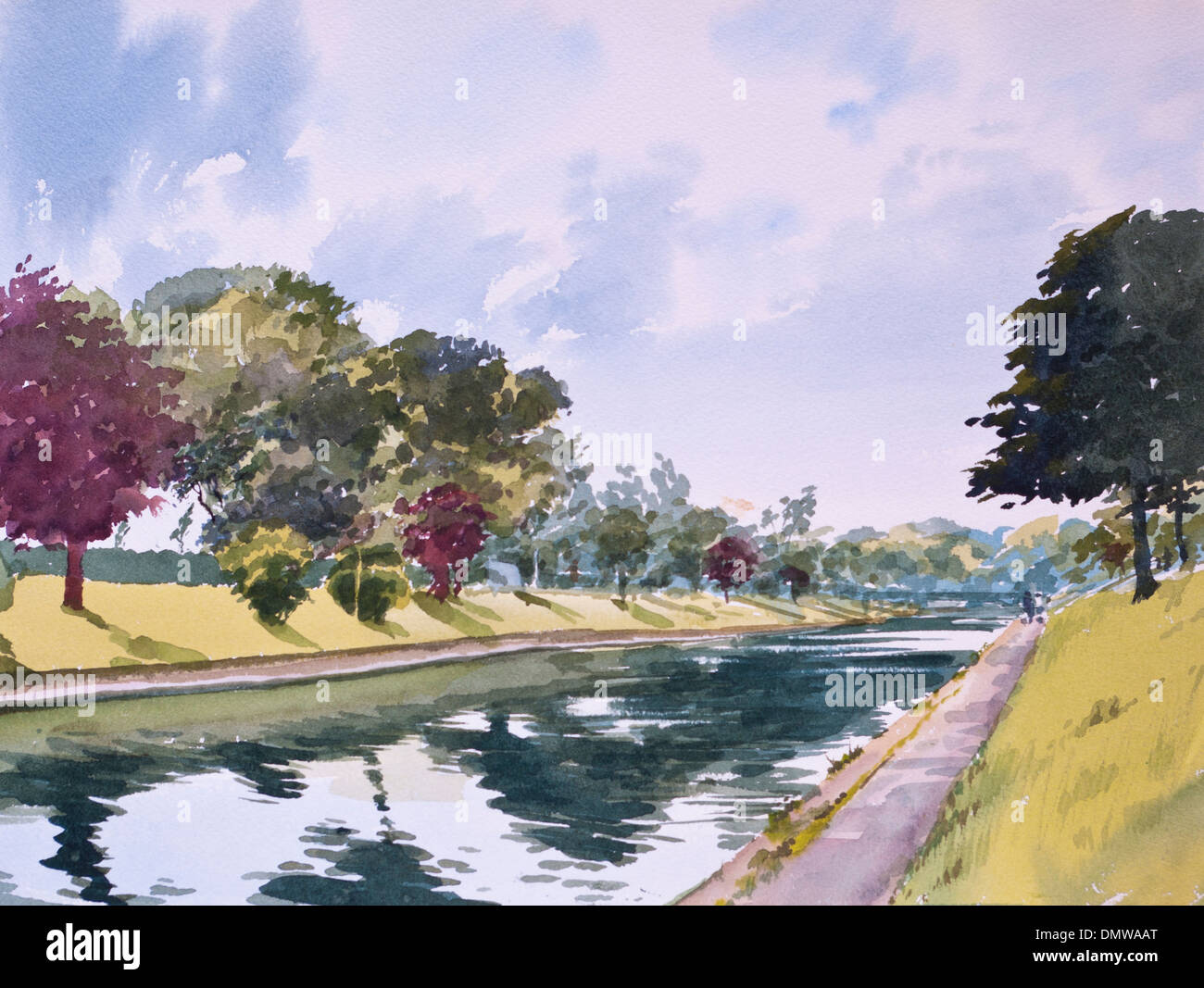 Le Canal Militaire Hythe Kent UK Aquarelle Banque D'Images