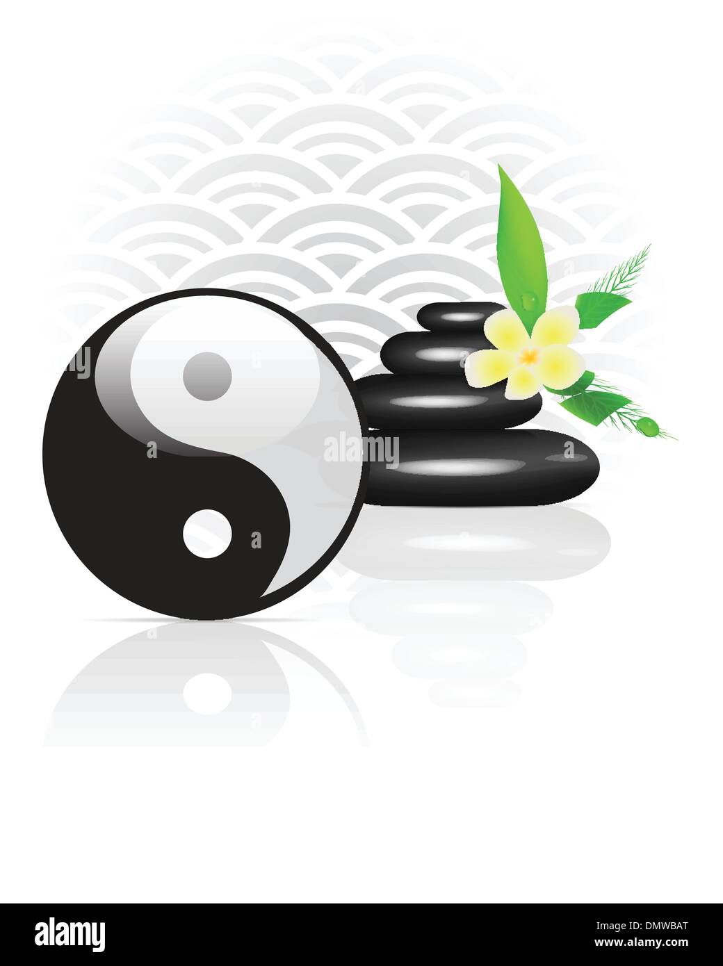 Arrière-plan de Feng Shui avec le symbole Yin Yang Illustration de Vecteur