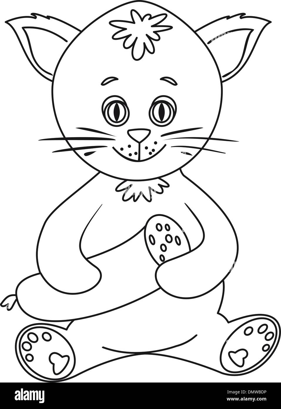 Chat avec la saucisse, des contours Illustration de Vecteur