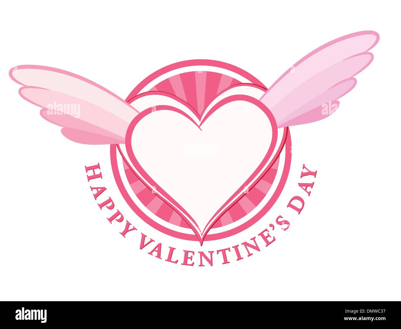 HAPPY Valentine day stamp avec coeur et ailes Illustration de Vecteur