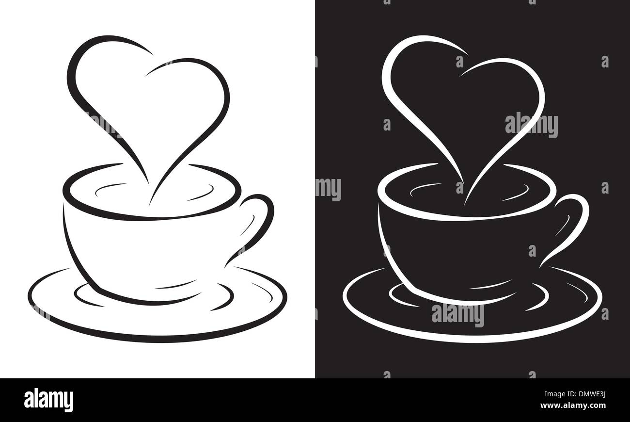 Tasse de café avec le symbole de coeur Illustration de Vecteur