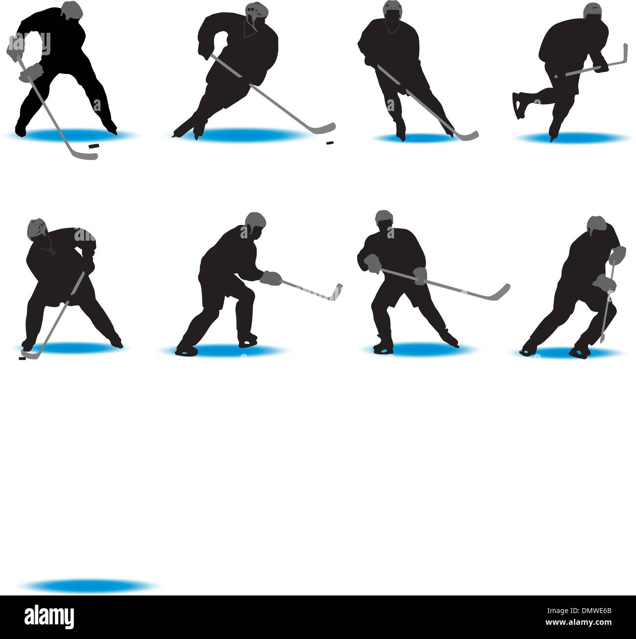 Silhouettes de hockey Illustration de Vecteur