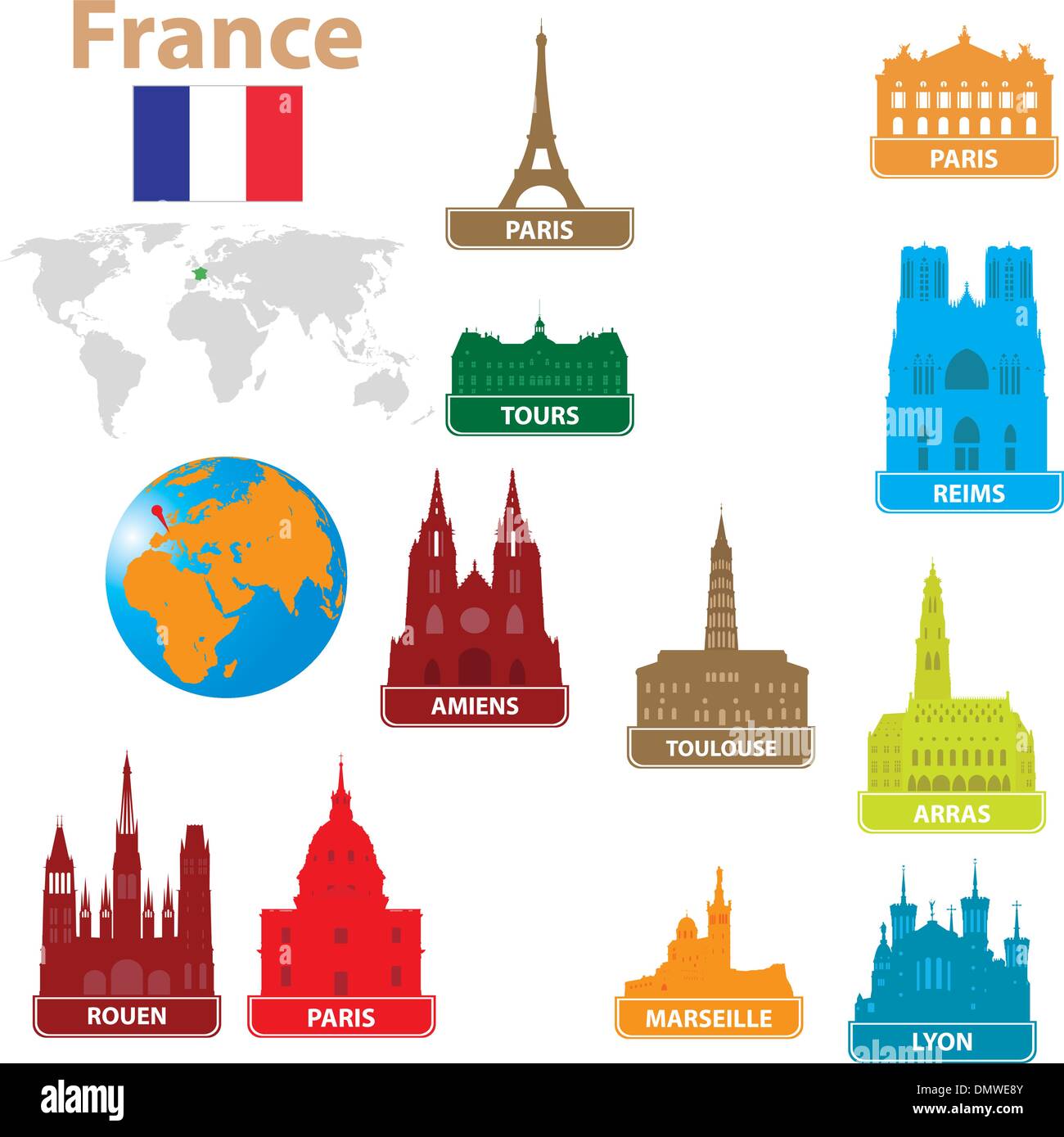 Ville de France des symboles Illustration de Vecteur