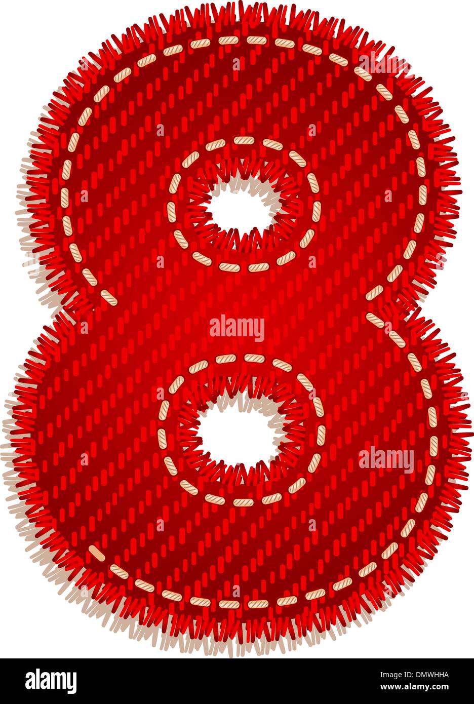 Chiffres de l'alphabet textile rouge Illustration de Vecteur