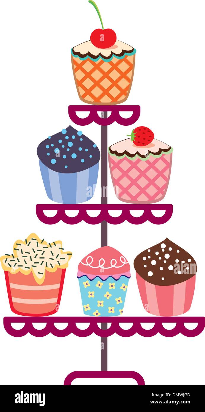 Vector set de fruits et petits gâteaux au chocolat sur un support Illustration de Vecteur