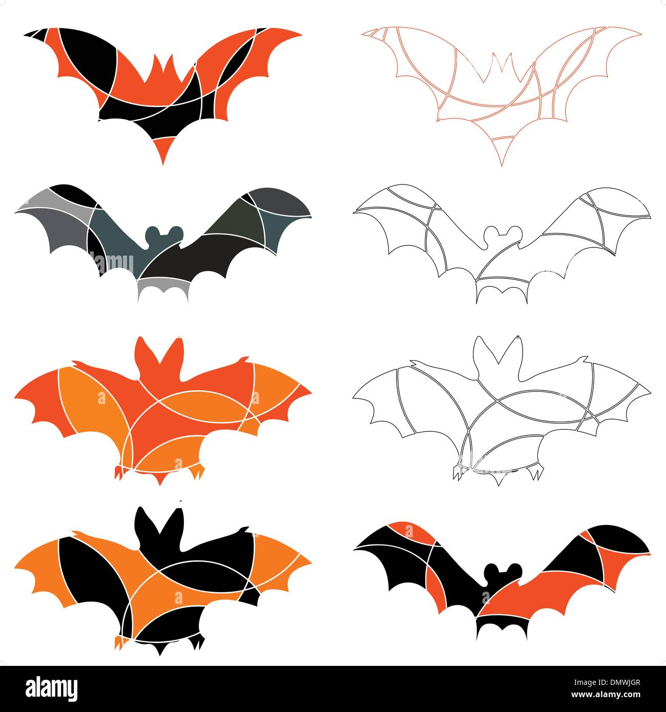 Résumé icônes Bat Illustration de Vecteur