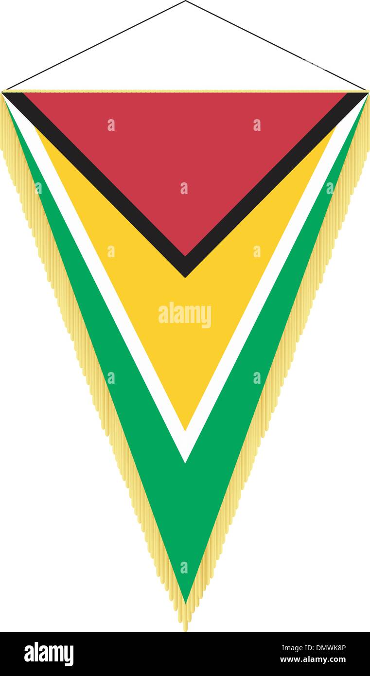 Image vectorielle d'un fanion avec le drapeau national du Guyana Illustration de Vecteur