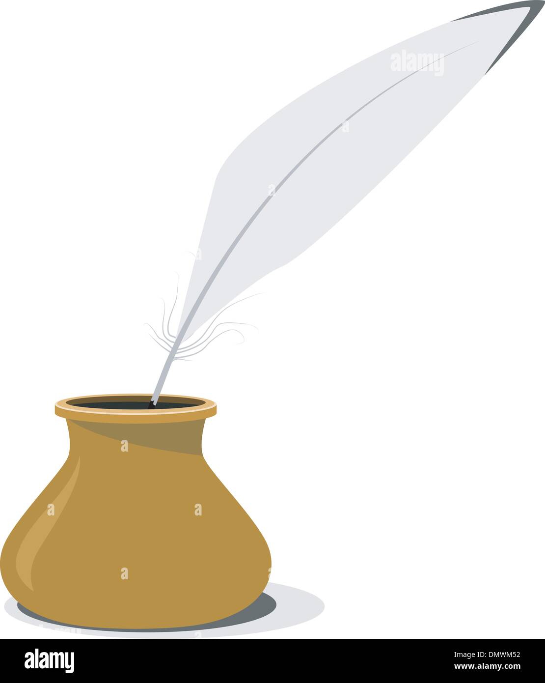 Vector illustration d'encrier de poterie et pen Illustration de Vecteur