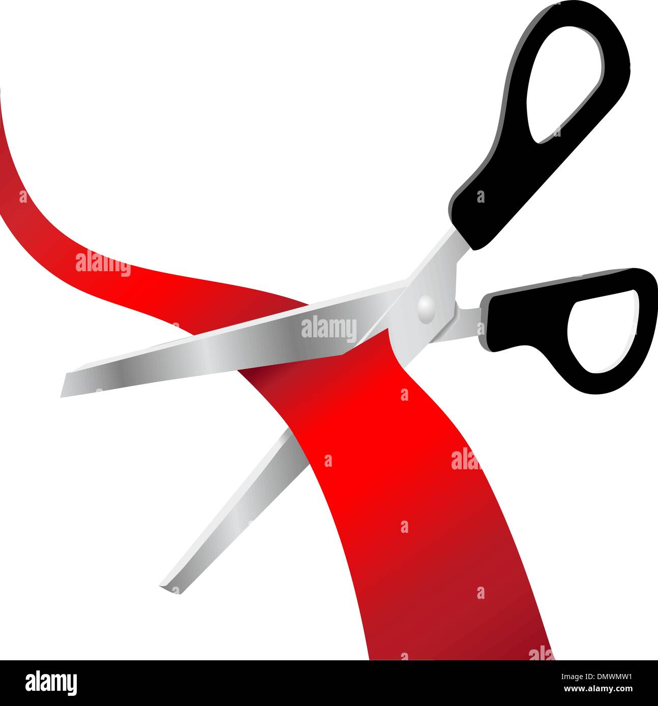 Les Ciseaux coupent le ruban d'ouverture grand rouge Illustration de Vecteur