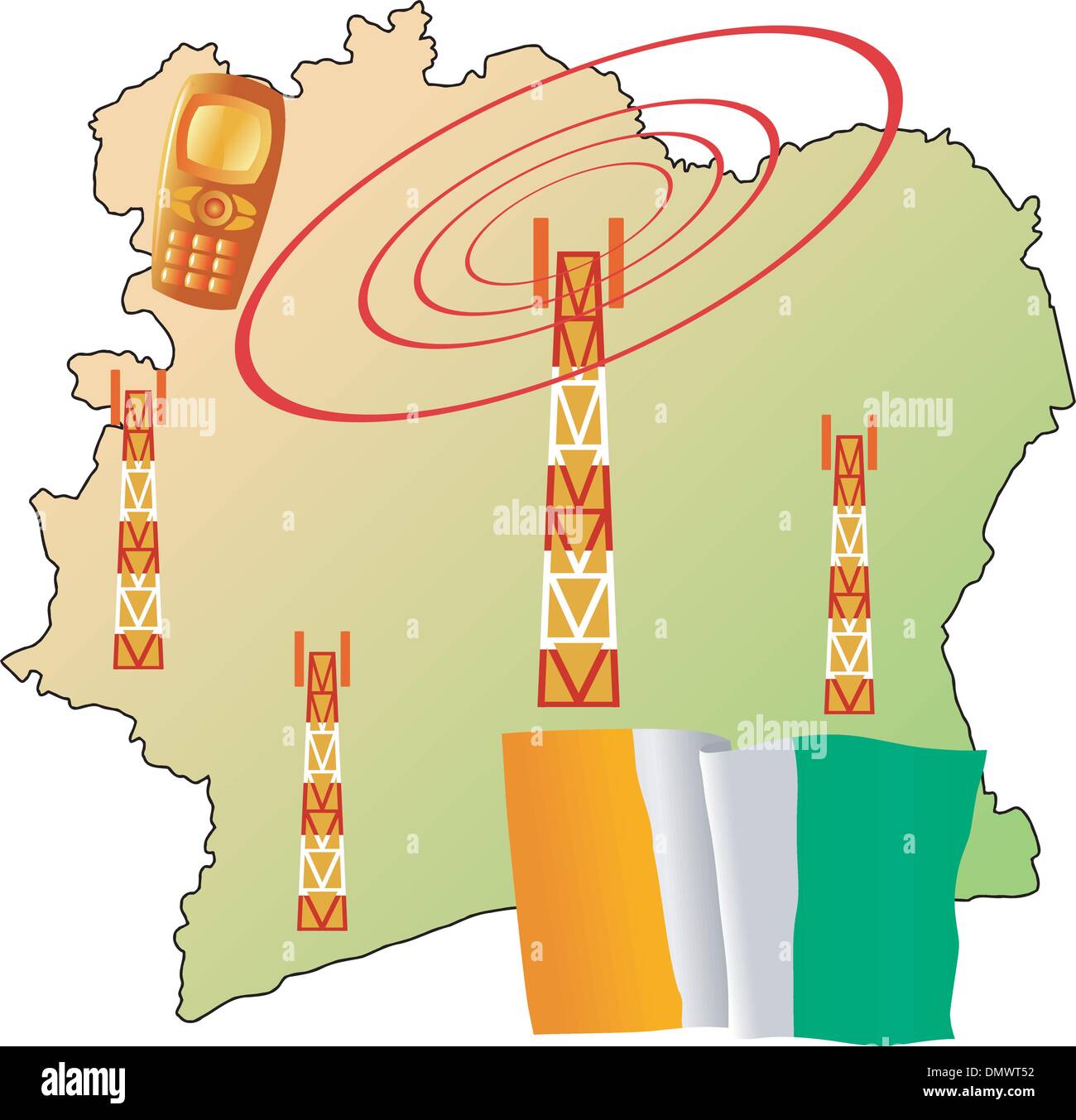 Connexion mobile de Côte d'Ivoire Illustration de Vecteur