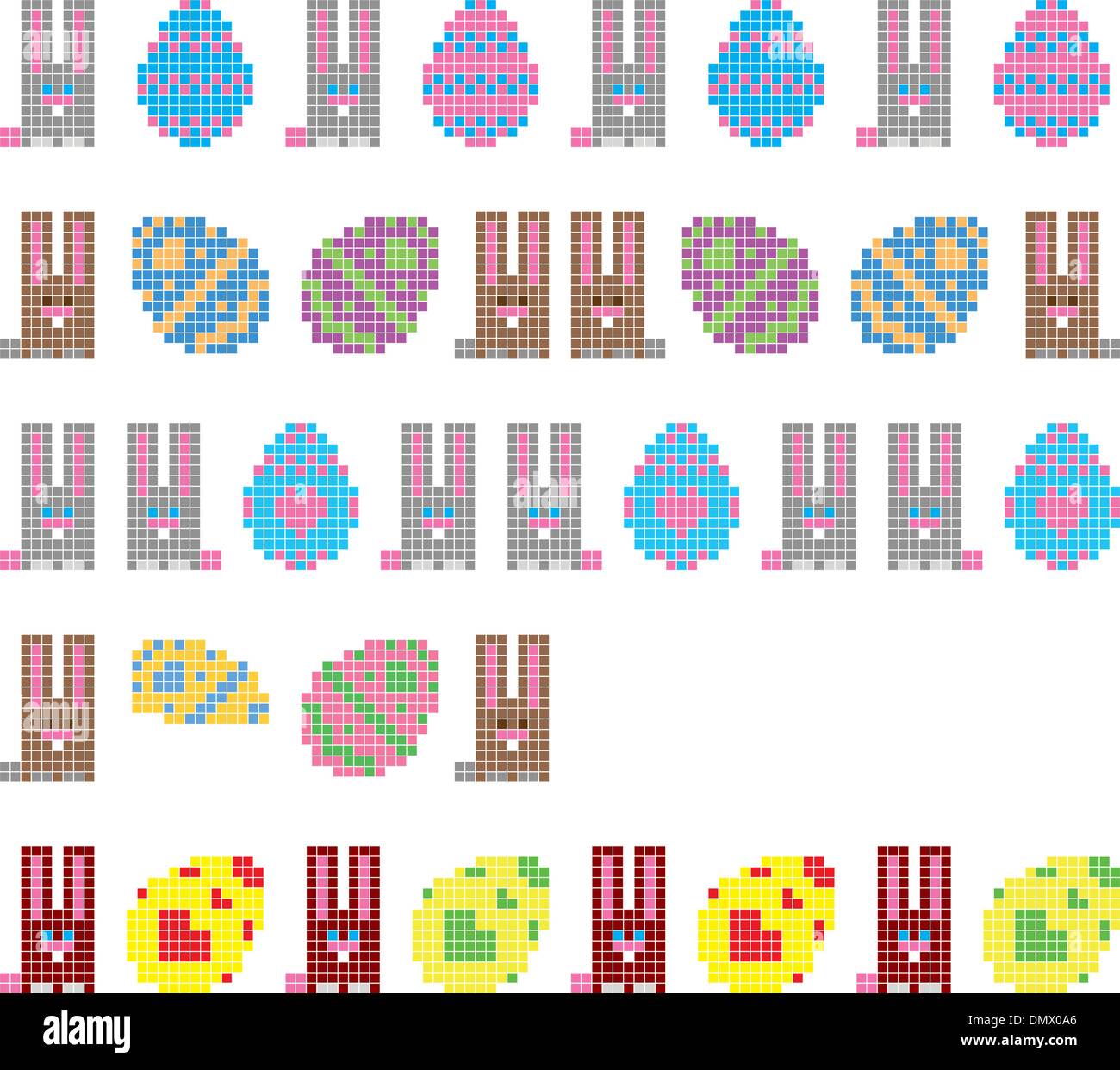 Oeufs de Pâques Lapins et rayures sans couture Illustration de Vecteur