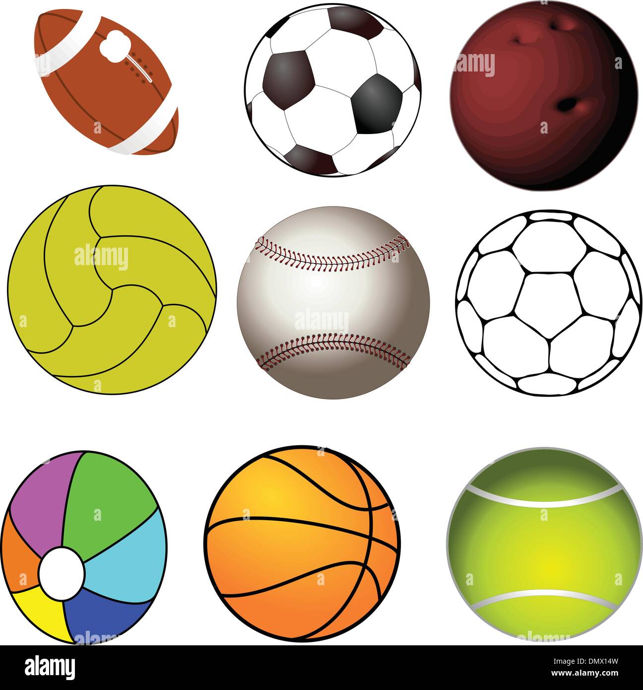 Collection de ballons de sport Illustration de Vecteur