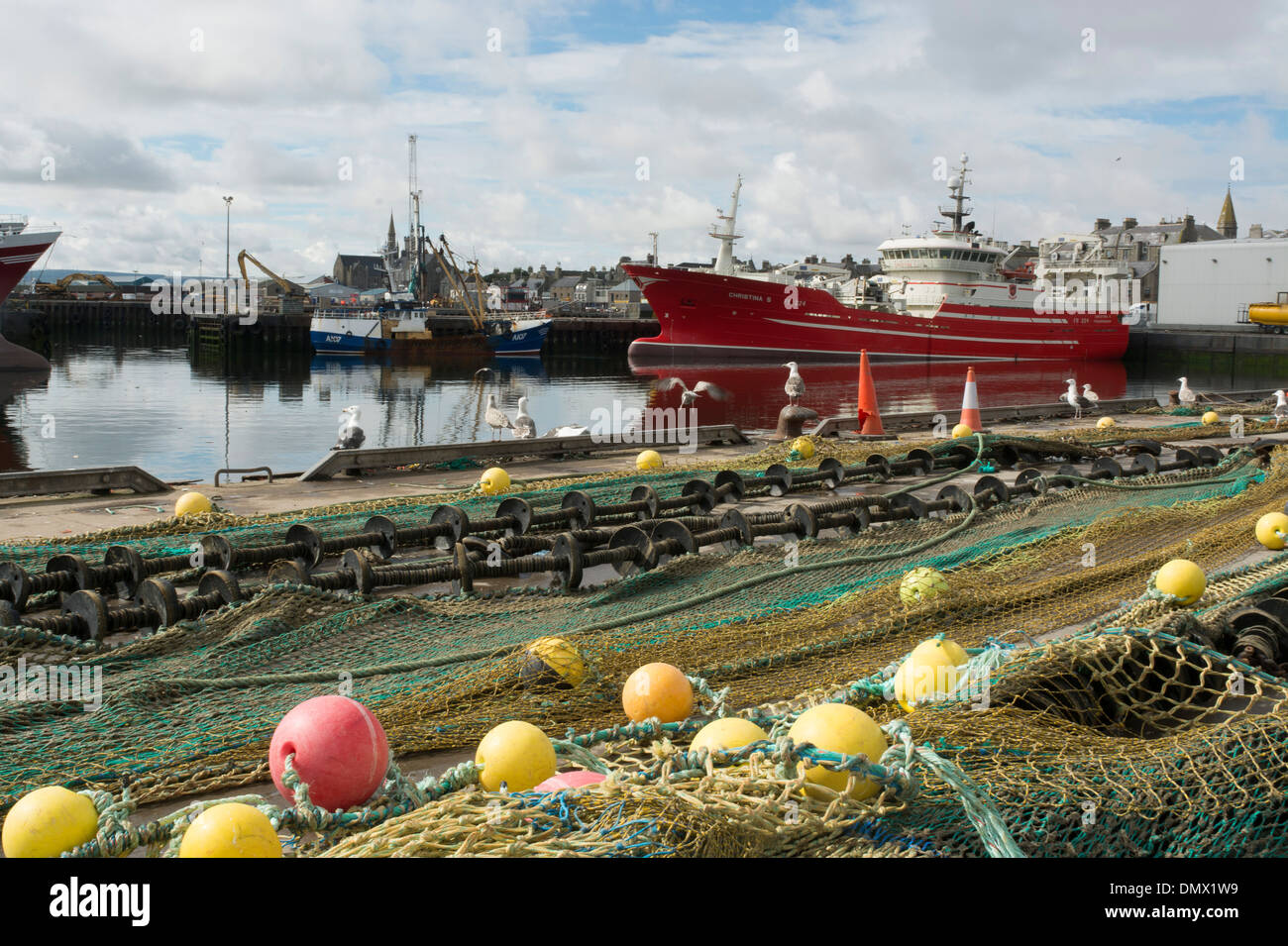 Fraserburgh filets commerciaux port bateaux bateaux Banque D'Images