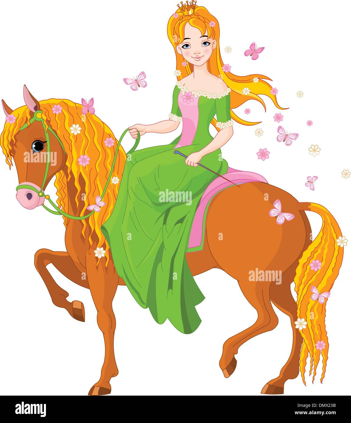 La princesse cheval d'équitation. Printemps Illustration de Vecteur