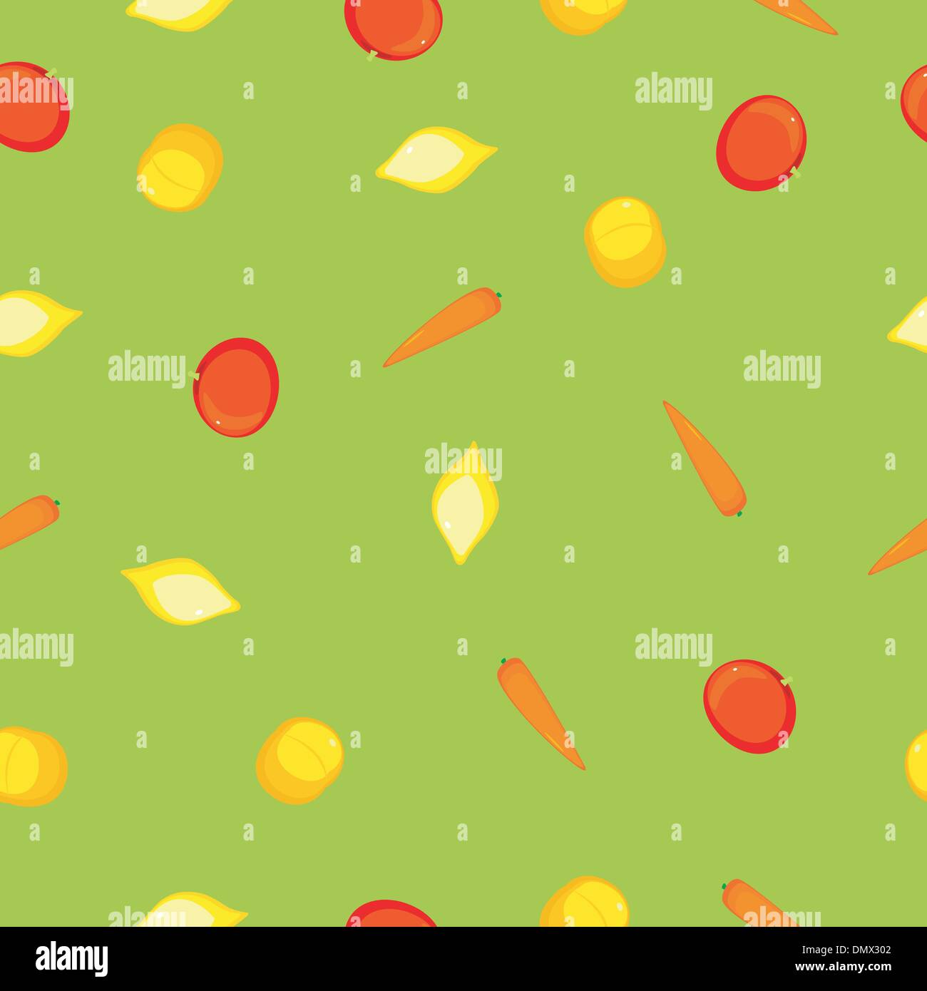 Seamless texture avec des carottes, tomates, citron et pêche Illustration de Vecteur