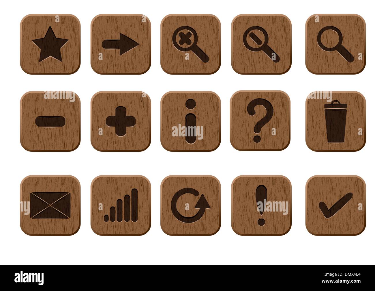 Icons set en bois Illustration de Vecteur