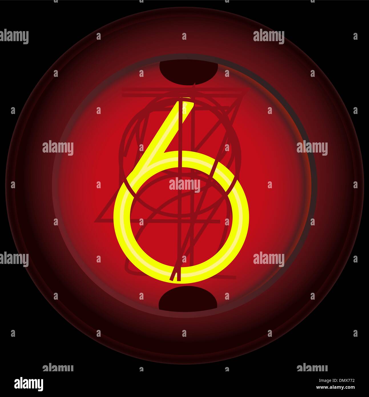 Chiffre 6 (six). Indicateur tube Nixie Illustration de Vecteur