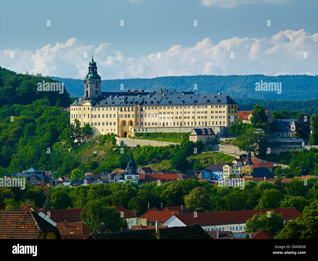 Au-dessus de château Heidecksburg Rudolstadt, district de Saalfeld-Rudolstadt, Thuringe, Allemagne Banque D'Images