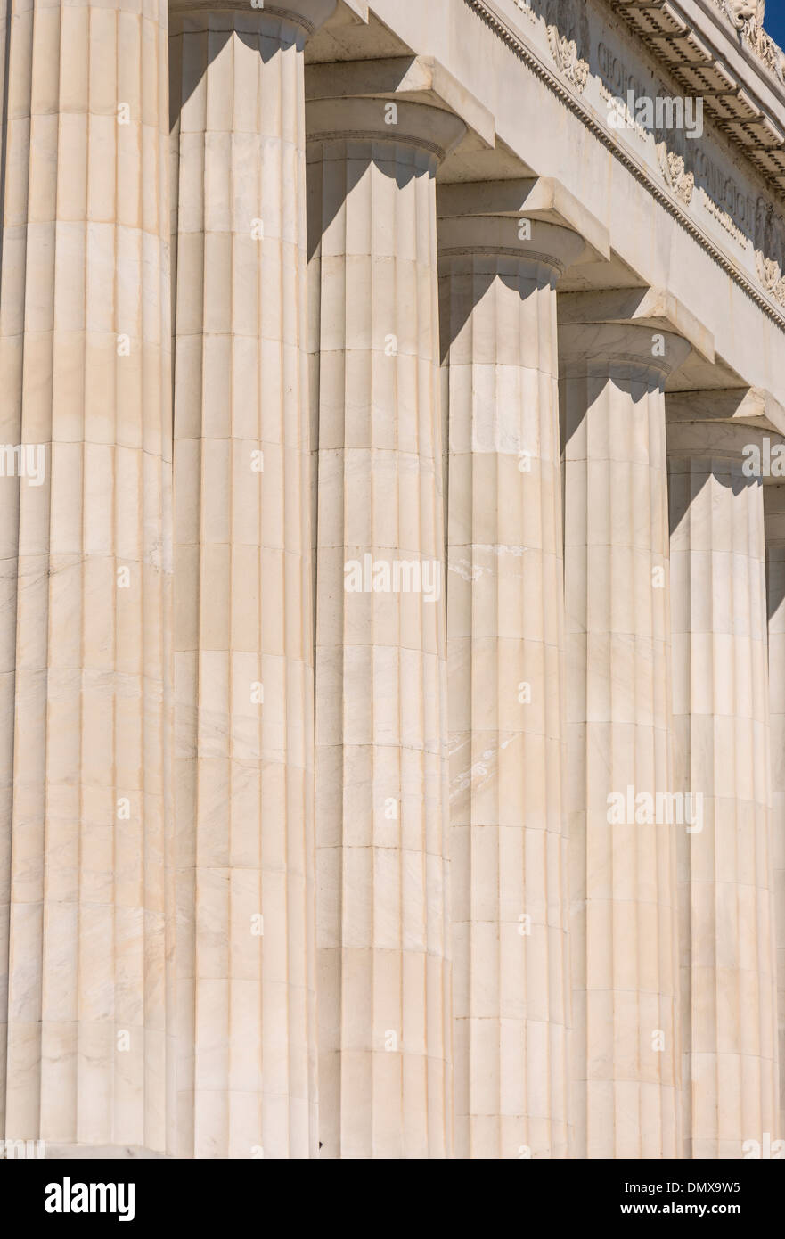 WASHINGTON, DC, États-Unis - Lincoln Memorial colonnes. Banque D'Images