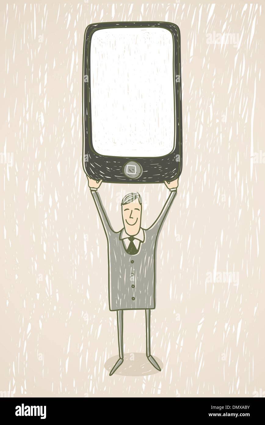 Businessman with mobile phone Illustration de Vecteur