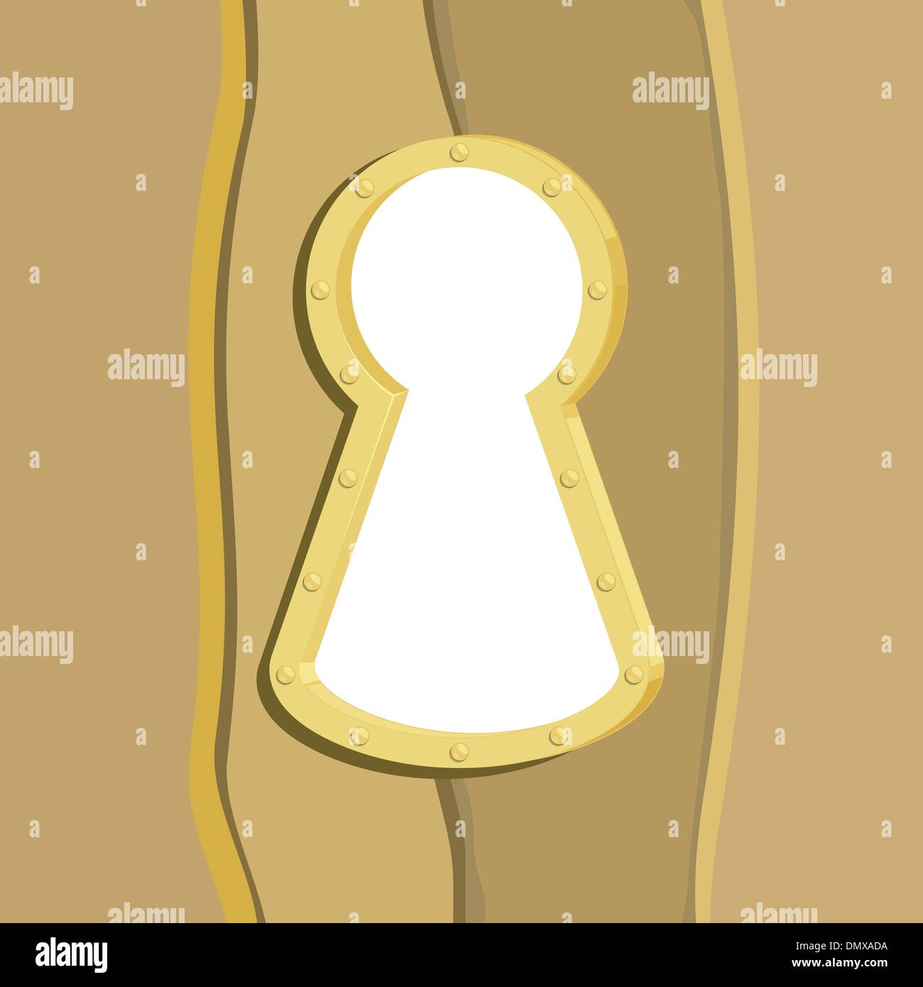 Illustration de la caricature dans un trou de serrure de porte en bois Illustration de Vecteur