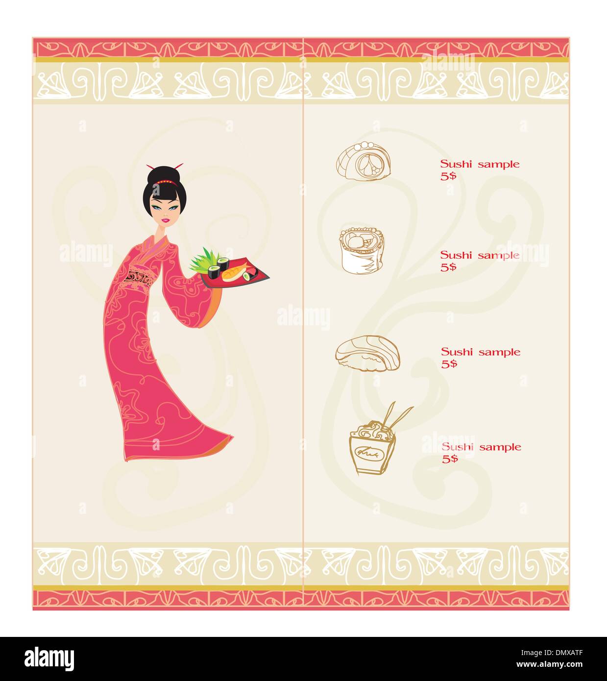 Modèle de menu japonaise traditionnelle Illustration de Vecteur