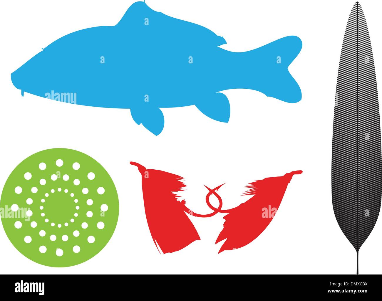 Pêche à la ligne Icon Set Illustration de Vecteur