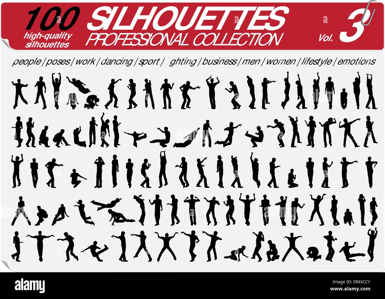 100 Professionnel 3 Silhouettes Collection Vol. Illustration de Vecteur