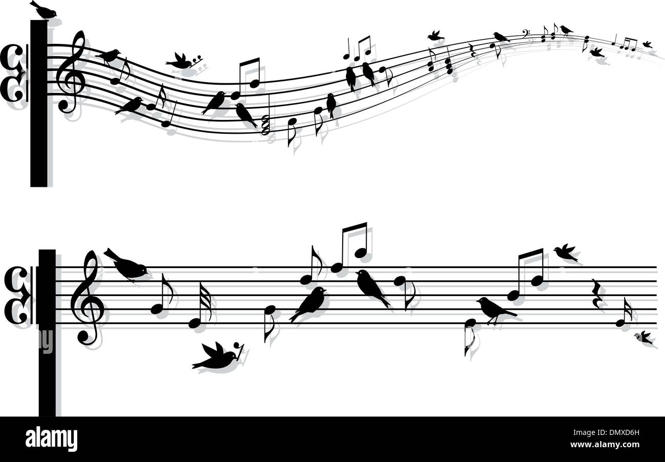Notes de musique avec des oiseaux, vector Illustration de Vecteur