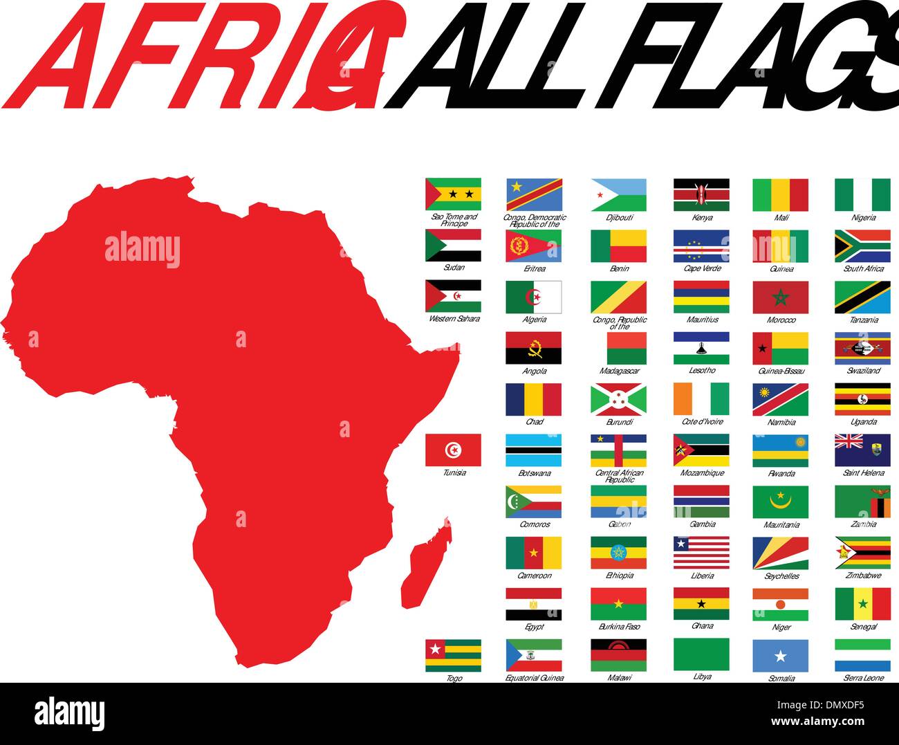 Tous les drapeaux de l'Afrique Illustration de Vecteur
