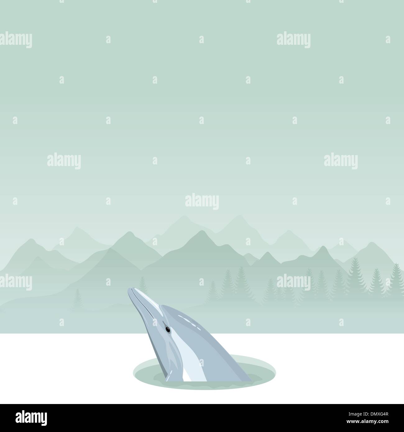 Dauphin dans un trou de glace Illustration de Vecteur