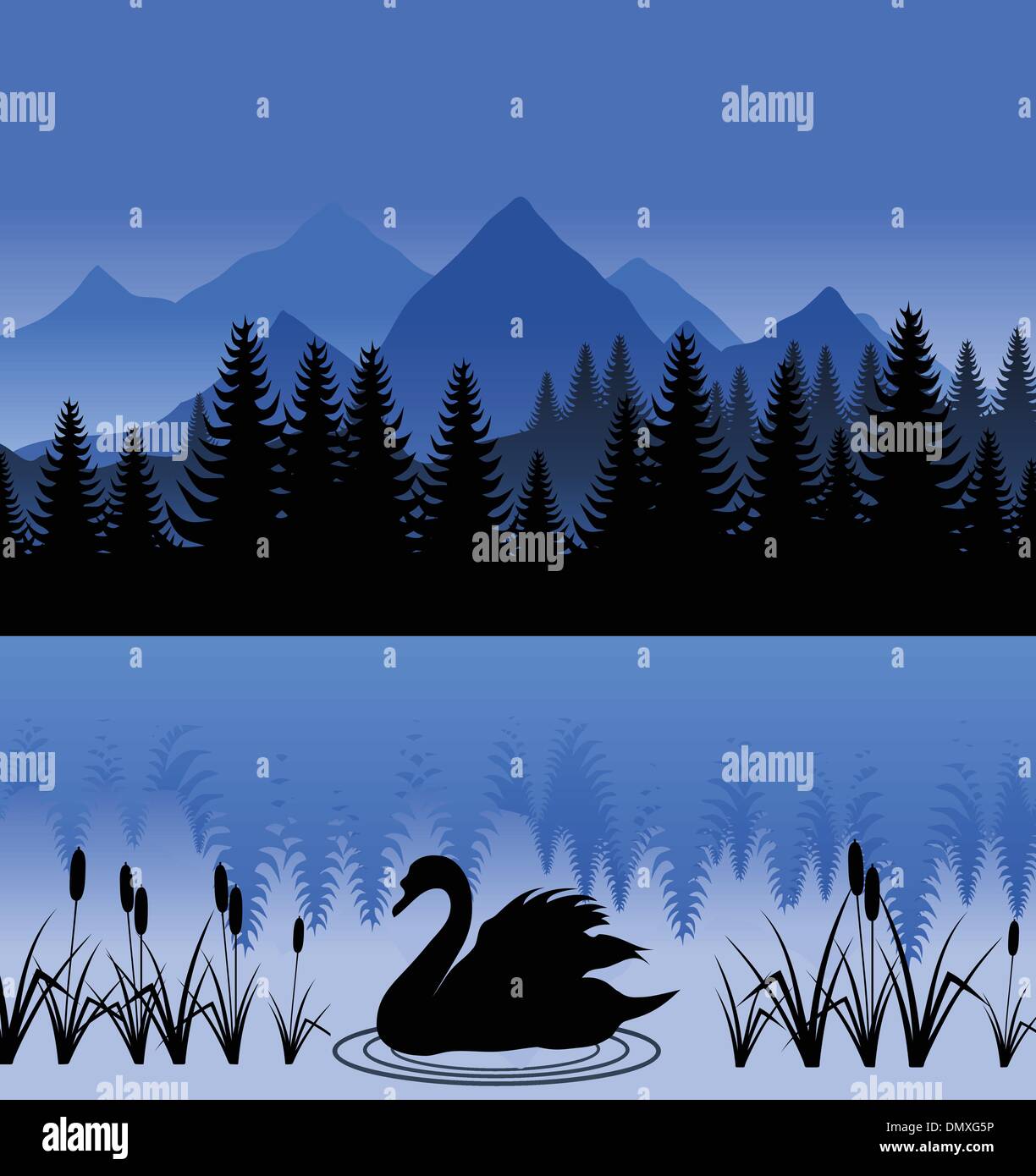 Cygne sur le lac Illustration de Vecteur