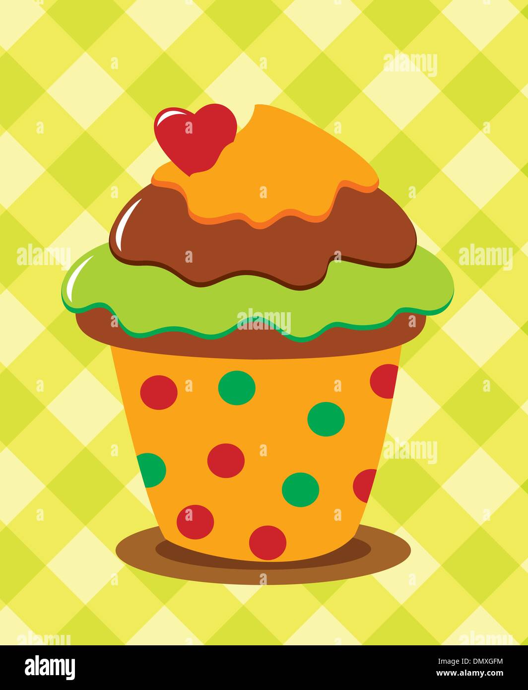 Cupcake chocolat vecteur avec coeur Illustration de Vecteur