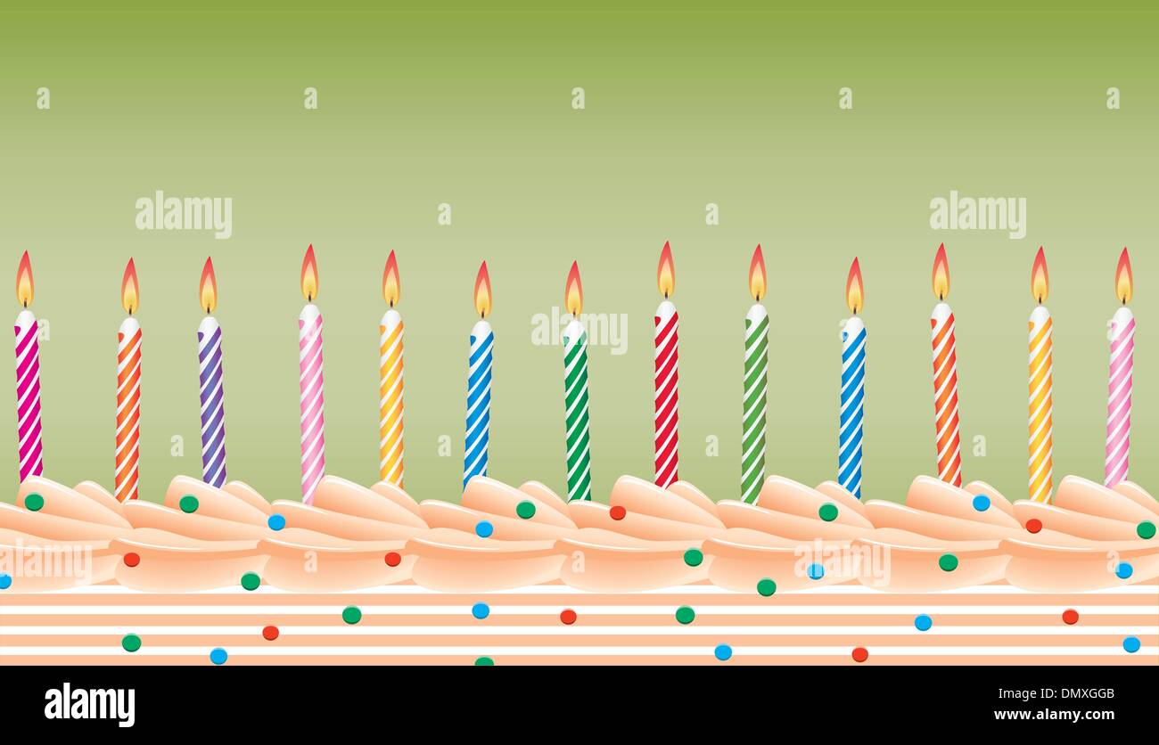 Rangée de vecteur birthday candles on cake Illustration de Vecteur