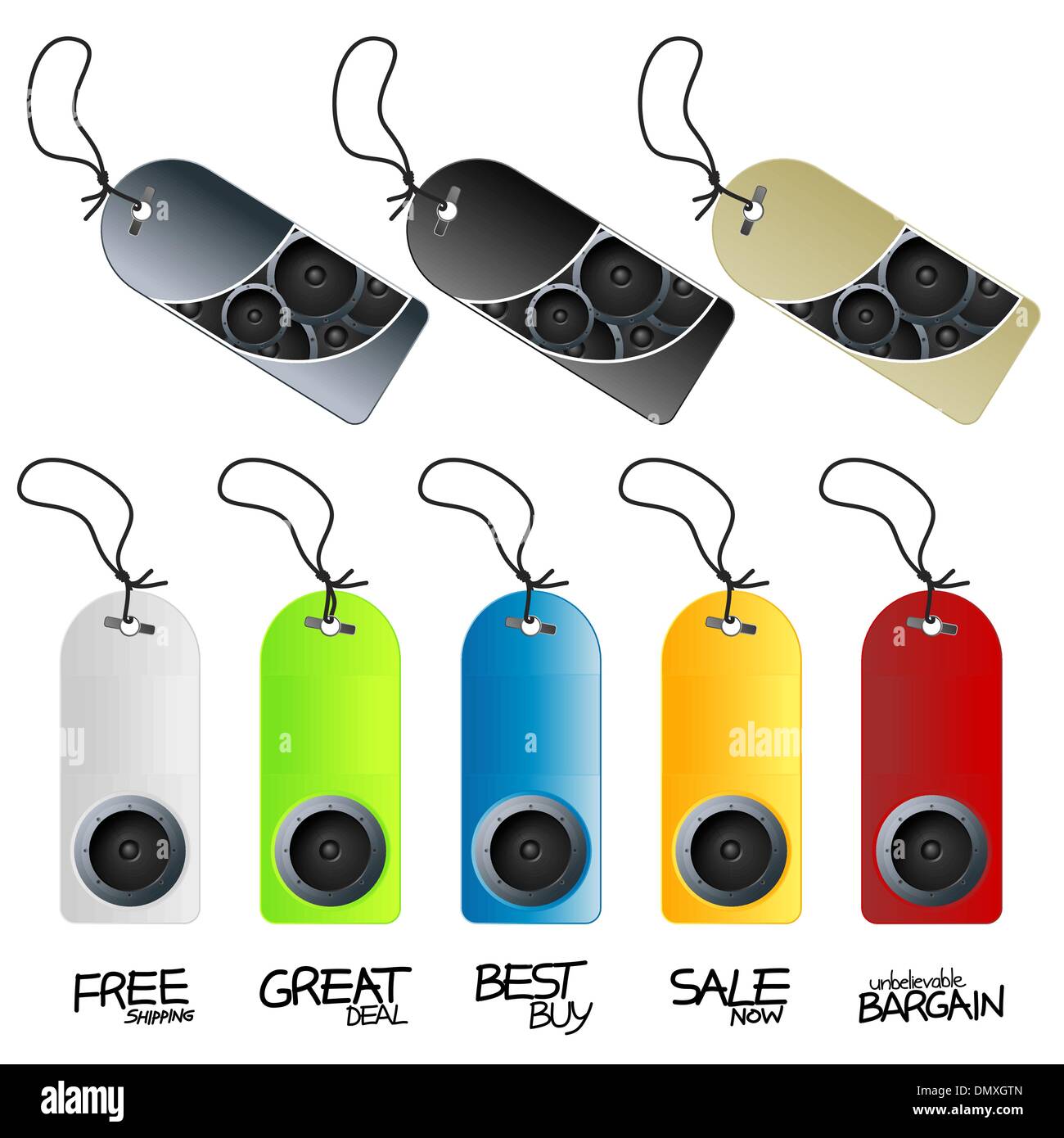 Music Entertainment tags et étiquettes Illustration de Vecteur