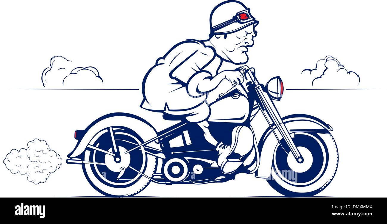 Retro style cartoon biker Illustration de Vecteur