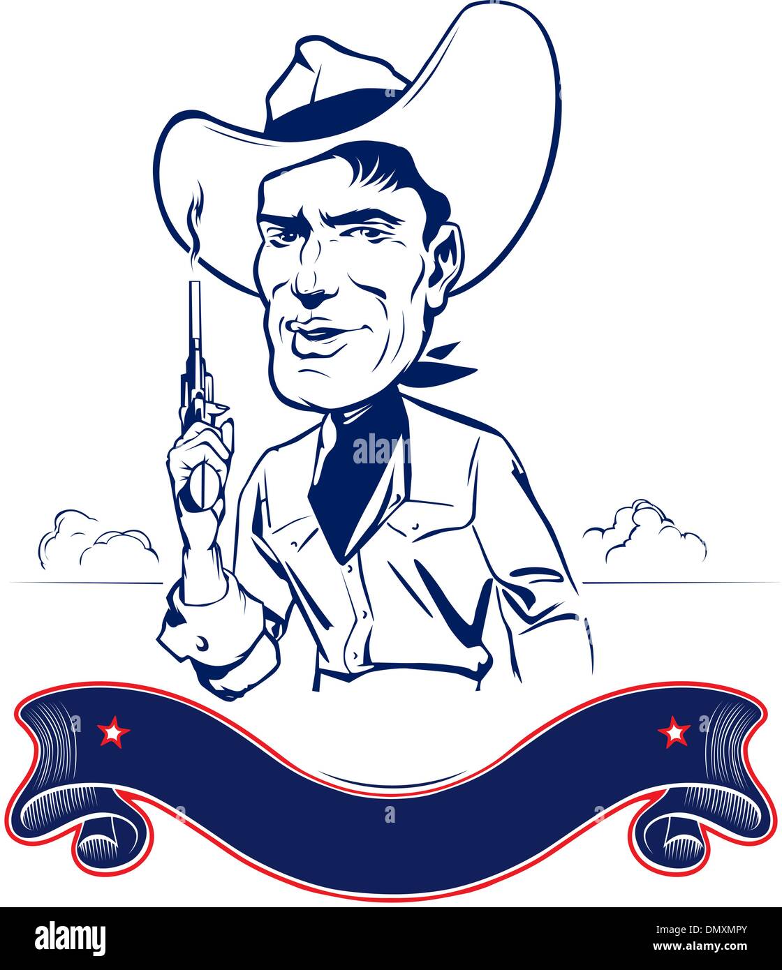 Cowboy man portrait Illustration de Vecteur