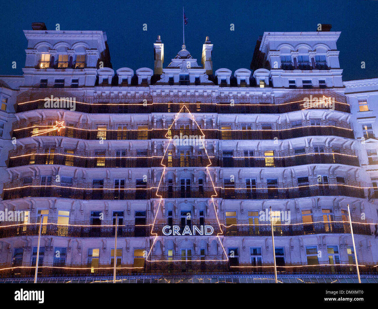 Le Grand Hôtel de Brighton à Noël Banque D'Images