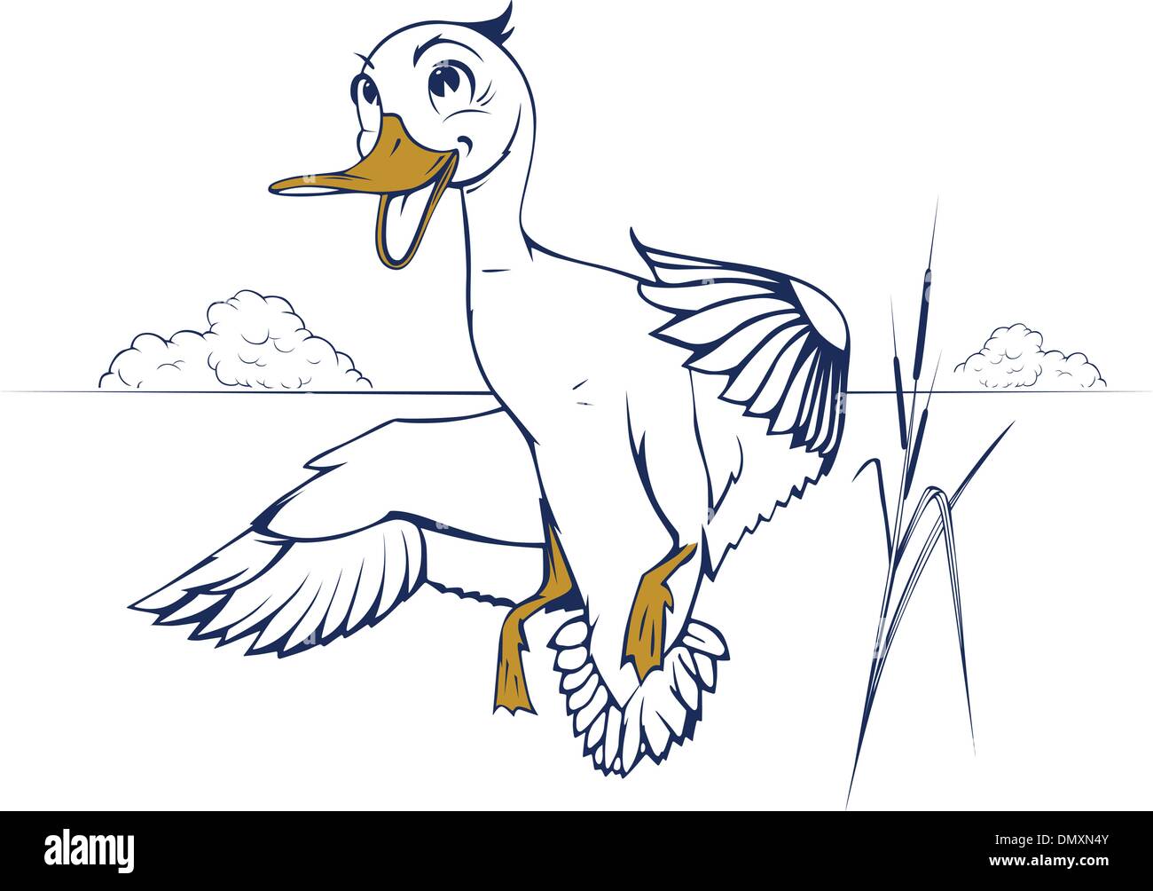 Vol de canard cartoon Illustration de Vecteur