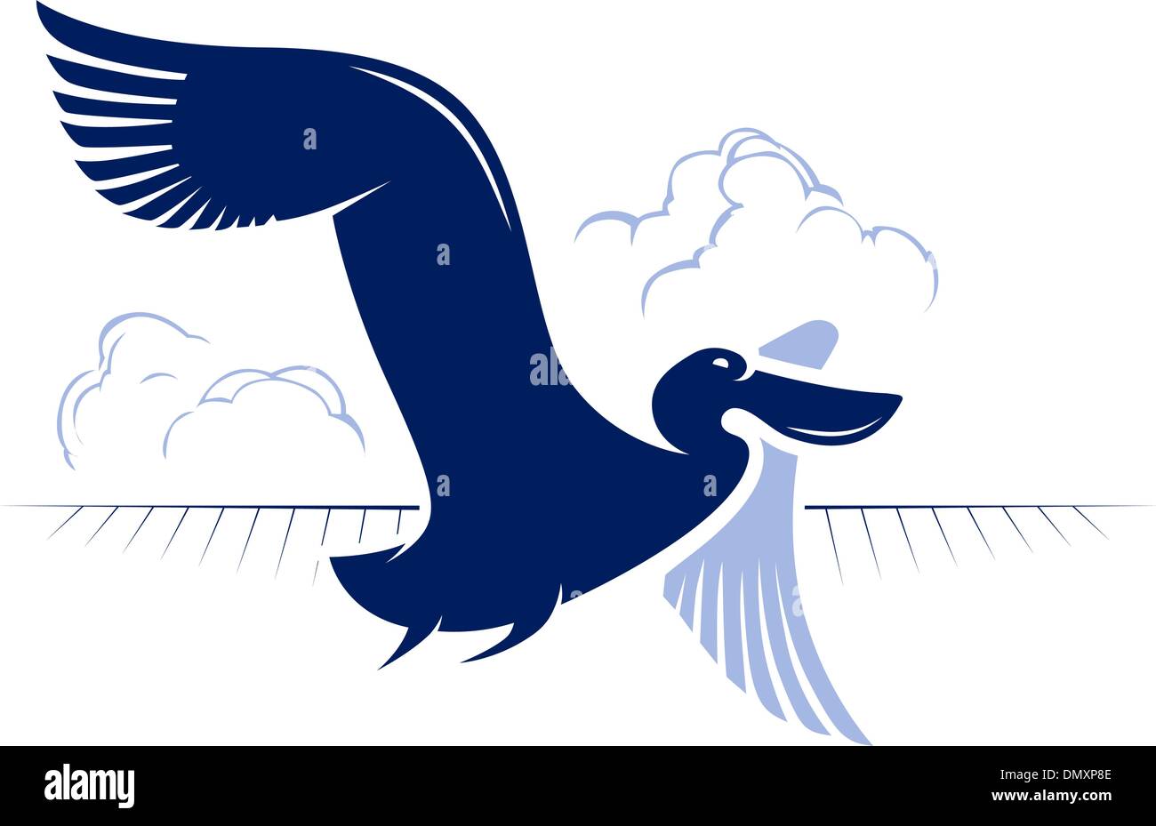 Des oiseaux en vol, pelican canard. Illustration de Vecteur