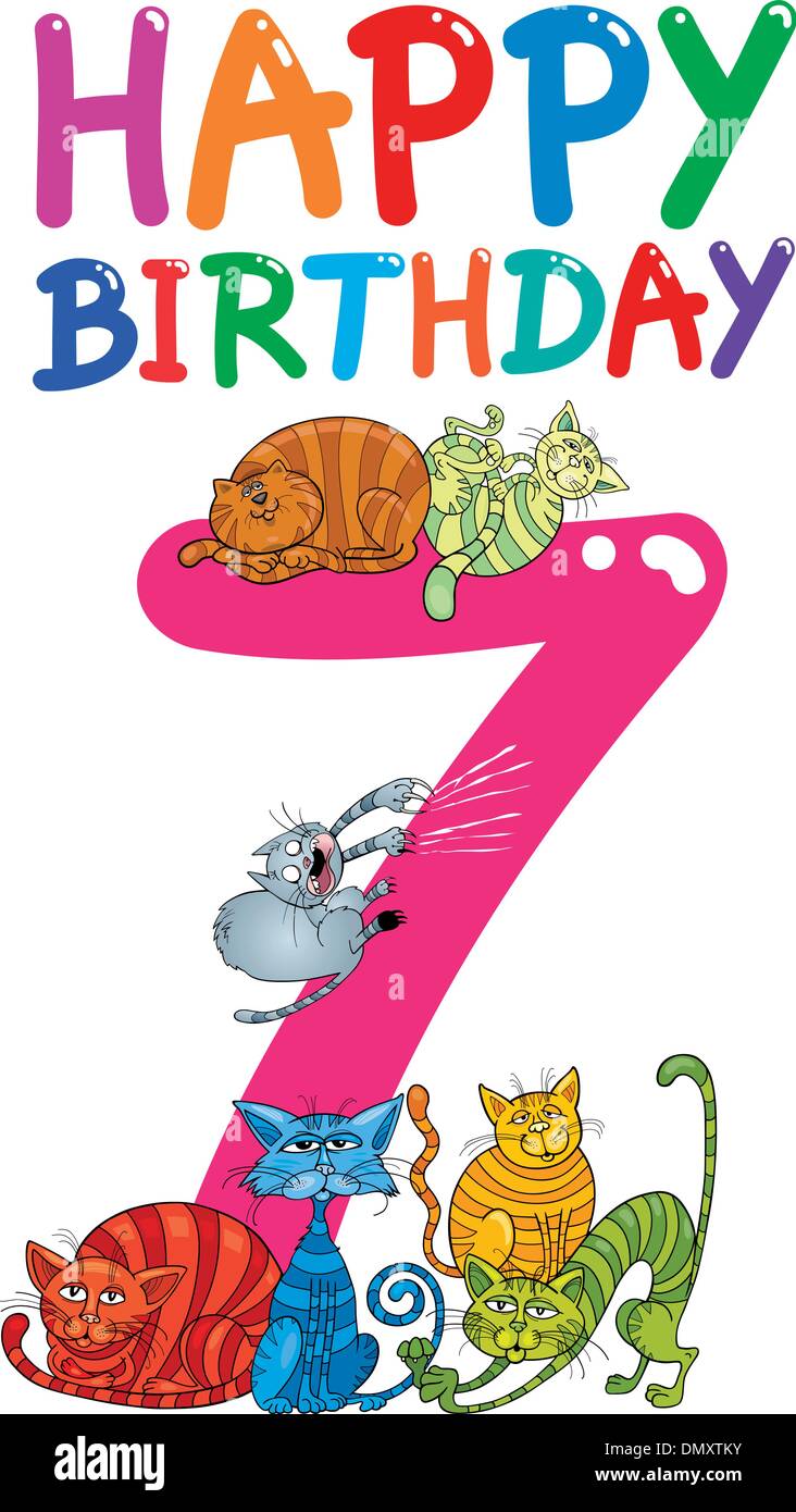 CENTRAL 23 Carte D'anniversaire 7 Ans Pour Fille – Chat Féerique 7