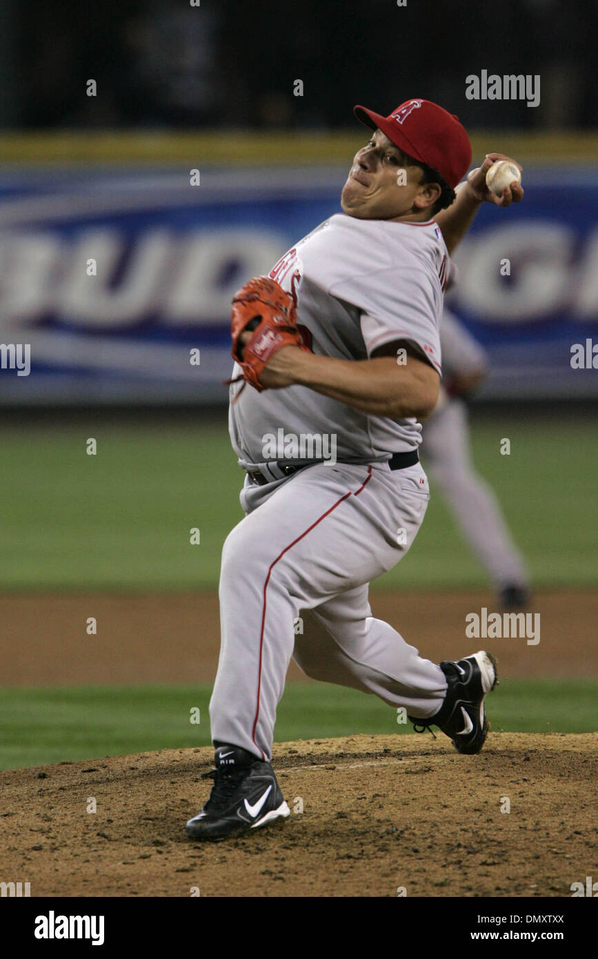 Avril 03, 2006 ; Seattle, WA, USA ; Anaheim Angels pitcher BARTOLO COLON dans l'action contre les Mariners de Seattle au cours de la saison à Seattle, le 3 avril 2006. Crédit obligatoire : Photo de Richard Clement/ZUMA Press. (©) Copyright 2006 by Richard Clement Banque D'Images