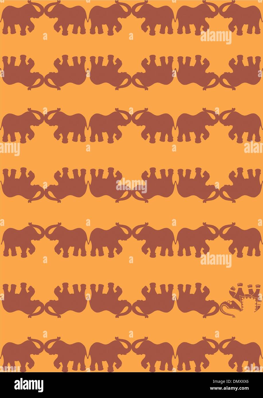 L'éléphant indien typique de fête sur fond orange Illustration de Vecteur